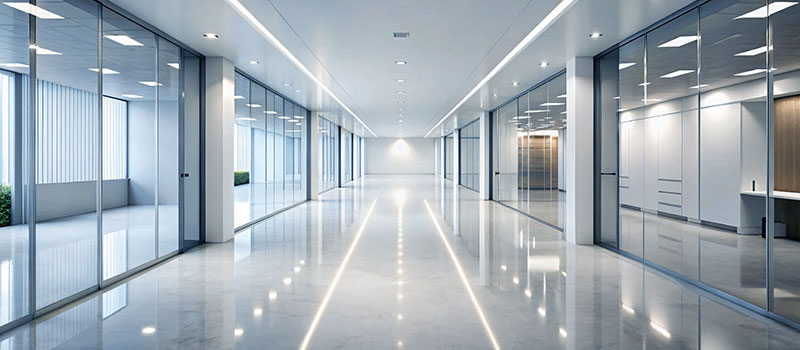 renovatie-en-uitbreiding-in-gebruik-zijnde-gebouwen Kantoorinterieur met verlichting